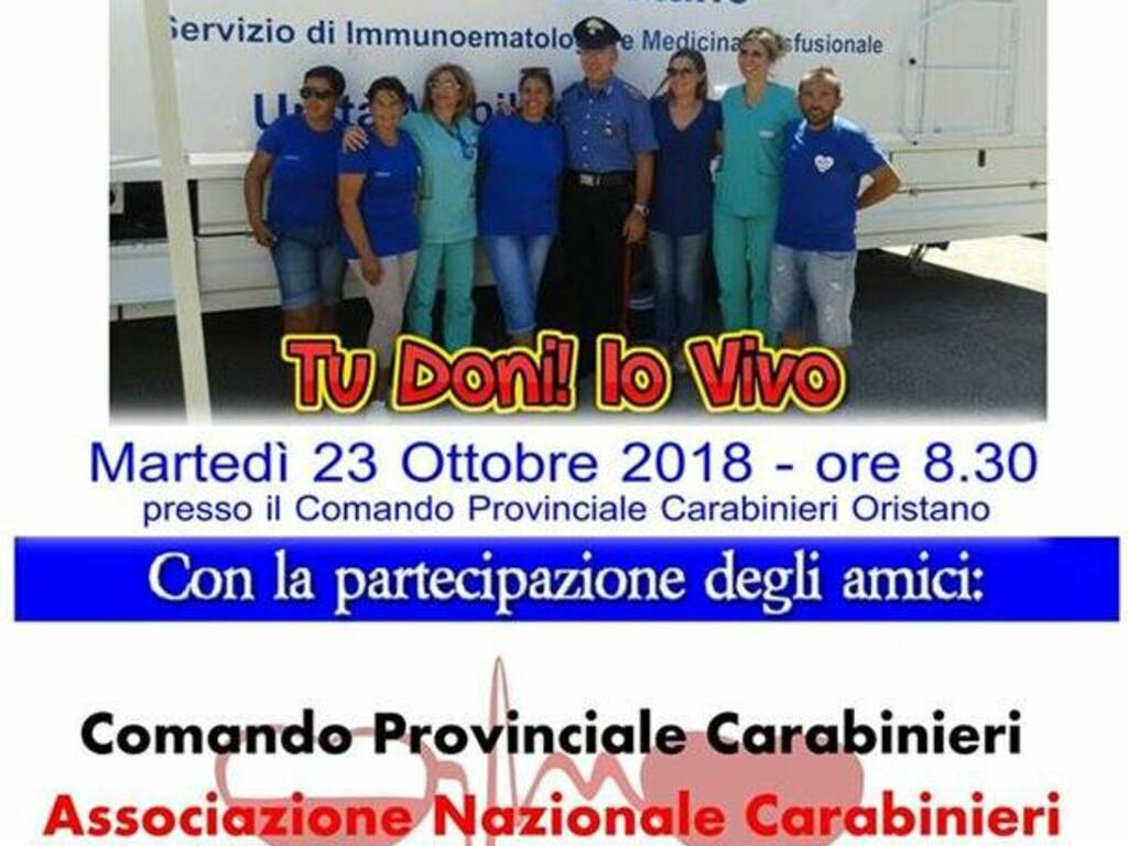 Oristano - donazione sangue carabinieri pro talassemia