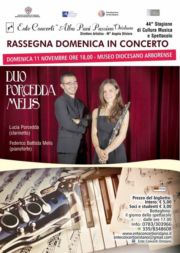 Oristano - Domenica in concerto - duo clarinetto piano - 11 novembre