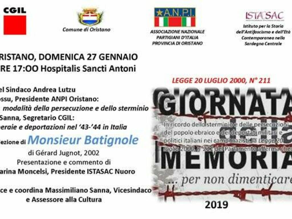 Oristano - Giornata della Memoria comune anpi EVIDENZA