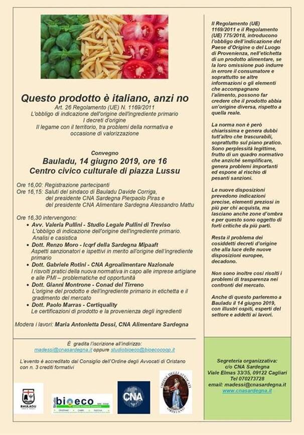 Bauladu - Cna - conferenza prodotti italiani