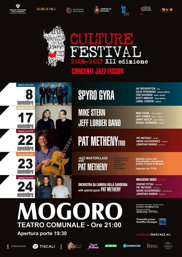 Locandina Culturefestival Mogoro edizione XII 2019 festival internazionale jazz
