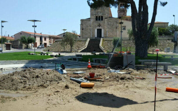 Lavori piazza basilica Santa Giusta