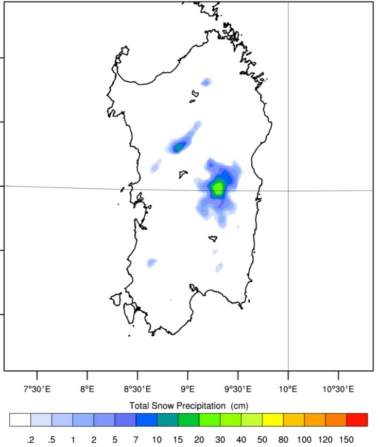 Neve - mappa Sardegna Clima Aps